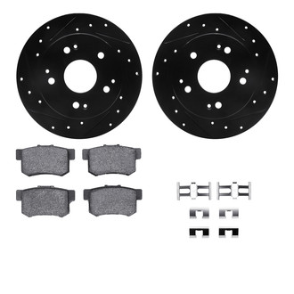 R1 Concepts® - Drilled and Slotted Rear Brake Kit with Semi-Metalic Pads