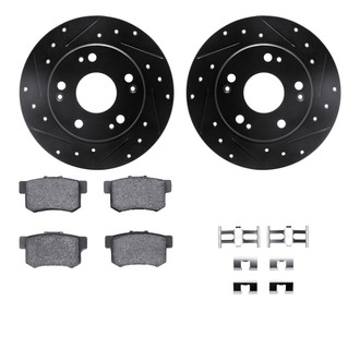 R1 Concepts® - Drilled and Slotted Rear Brake Kit with Semi-Metalic Pads