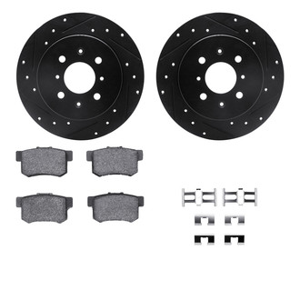 R1 Concepts® - Drilled and Slotted Rear Brake Kit with Semi-Metalic Pads