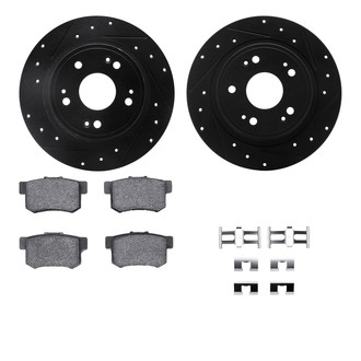R1 Concepts® - Drilled and Slotted Rear Brake Kit with Semi-Metalic Pads