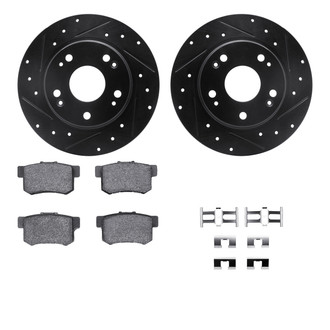 R1 Concepts® - Drilled and Slotted Rear Brake Kit with Semi-Metalic Pads