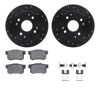 R1 Concepts® - Drilled and Slotted Rear Brake Kit with Semi-Metalic Pads