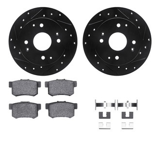 R1 Concepts® - Drilled and Slotted Rear Brake Kit with Semi-Metalic Pads