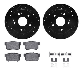 R1 Concepts® - Drilled and Slotted Rear Brake Kit with Semi-Metalic Pads