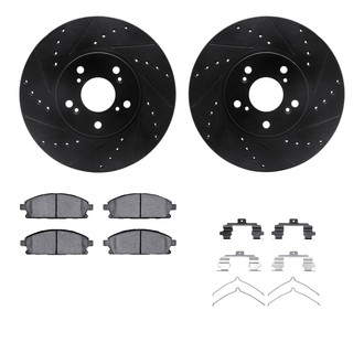 R1 Concepts® - Drilled and Slotted Front Brake Kit with Semi-Metalic Pads