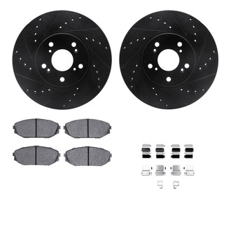 R1 Concepts® - Drilled and Slotted Front Brake Kit with Semi-Metalic Pads