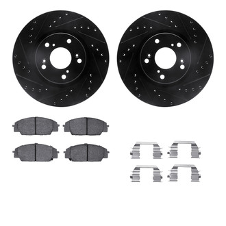 R1 Concepts® - Drilled and Slotted Front Brake Kit with Semi-Metalic Pads