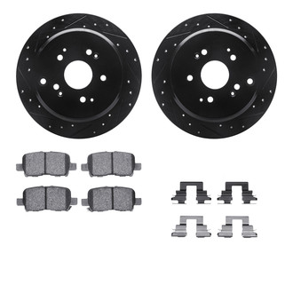R1 Concepts® - Drilled and Slotted Rear Brake Kit with Semi-Metalic Pads