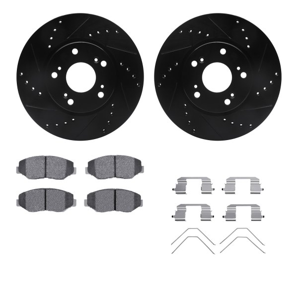  R1 Concepts® - Drilled and Slotted Front Brake Kit with Semi-Metalic Pads