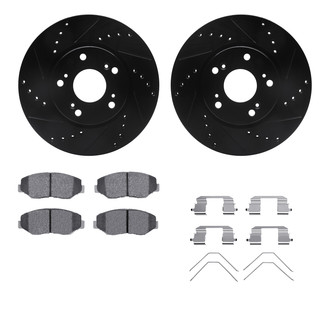 R1 Concepts® - Drilled and Slotted Front Brake Kit with Semi-Metalic Pads
