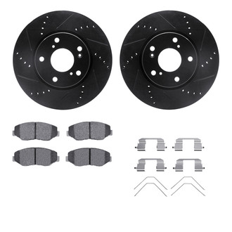 R1 Concepts® - Drilled and Slotted Front Brake Kit with Semi-Metalic Pads