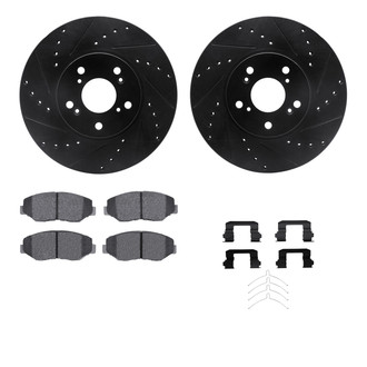 R1 Concepts® - Drilled and Slotted Brake Kit with Semi-Metalic Pads