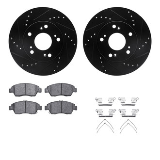 R1 Concepts® - Drilled and Slotted Front Brake Kit with Semi-Metalic Pads