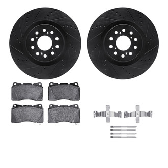 R1 Concepts® - Drilled and Slotted Front Brake Kit with Semi-Metalic Pads