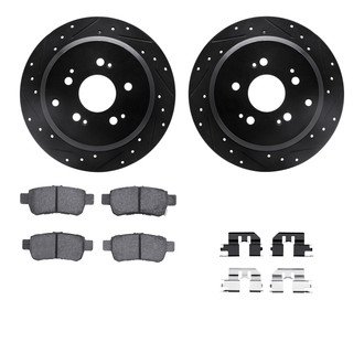R1 Concepts® - Drilled and Slotted Rear Brake Kit with Semi-Metalic Pads