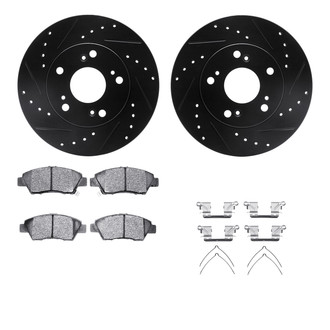 R1 Concepts® - Drilled and Slotted Front Brake Kit with Semi-Metalic Pads