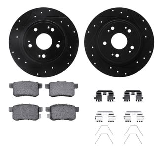 R1 Concepts® - Drilled and Slotted Rear Brake Kit with Semi-Metalic Pads