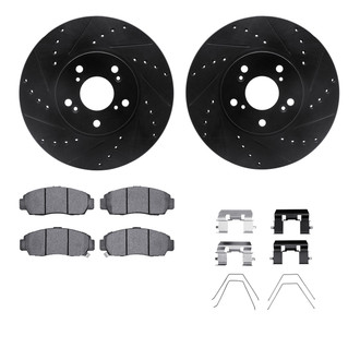 R1 Concepts® - Drilled and Slotted Front Brake Kit with Semi-Metalic Pads
