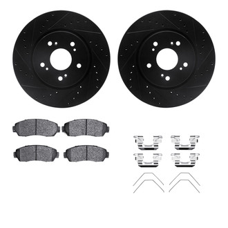 R1 Concepts® - Drilled and Slotted Front Brake Kit with Semi-Metalic Pads