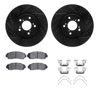 R1 Concepts® - Drilled and Slotted Front Brake Kit with Semi-Metalic Pads