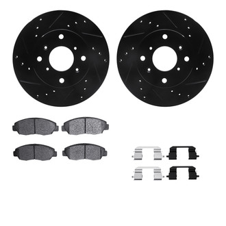 R1 Concepts® - Drilled and Slotted Front Brake Kit with Semi-Metalic Pads