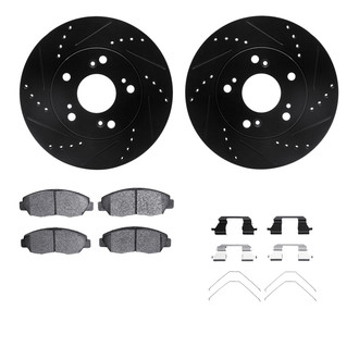 R1 Concepts® - Drilled and Slotted Front Brake Kit with Semi-Metalic Pads