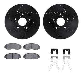 R1 Concepts® - Drilled and Slotted Brake Kit with Semi-Metalic Pads