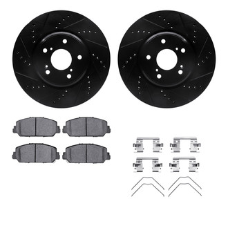 R1 Concepts® - Drilled and Slotted Front Brake Kit with Semi-Metalic Pads
