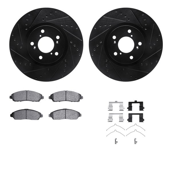  R1 Concepts® - Drilled and Slotted Front Brake Kit with Semi-Metalic Pads