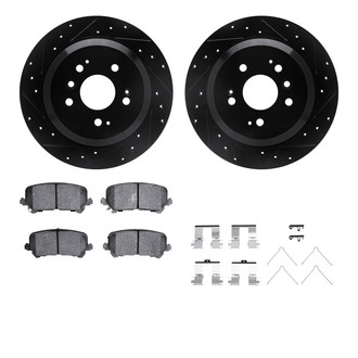 R1 Concepts® - Drilled and Slotted Rear Brake Kit with Semi-Metalic Pads