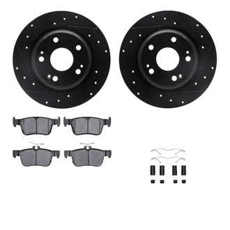 R1 Concepts® - Drilled and Slotted Rear Brake Kit with Semi-Metalic Pads