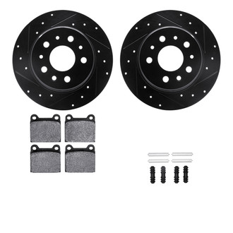 R1 Concepts® - Drilled and Slotted Rear Brake Kit with Semi-Metalic Pads