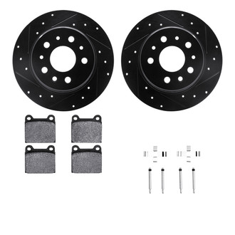 R1 Concepts® - Drilled and Slotted Rear Brake Kit with Semi-Metalic Pads