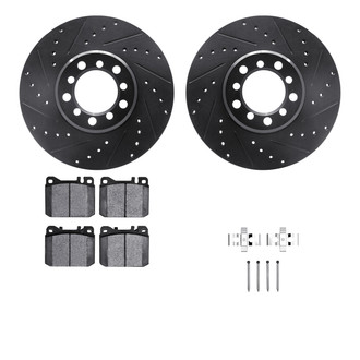 R1 Concepts® - Drilled and Slotted Front Brake Kit with Semi-Metalic Pads