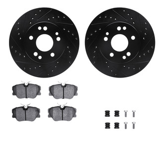 R1 Concepts® - Drilled and Slotted Front Brake Kit with Semi-Metalic Pads