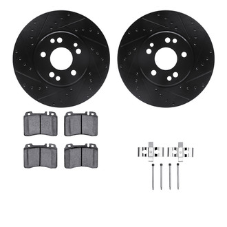 R1 Concepts® - Drilled and Slotted Front Brake Kit with Semi-Metalic Pads