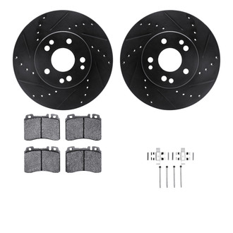 R1 Concepts® - Drilled and Slotted Front Brake Kit with Semi-Metalic Pads