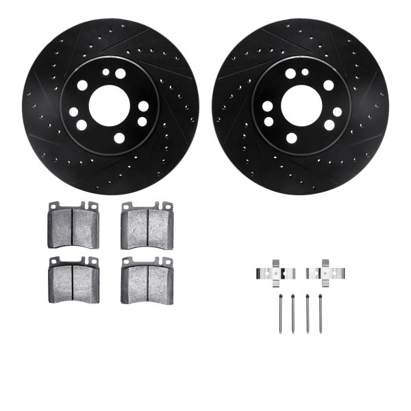  R1 Concepts® - Drilled and Slotted Front Brake Kit with Semi-Metalic Pads