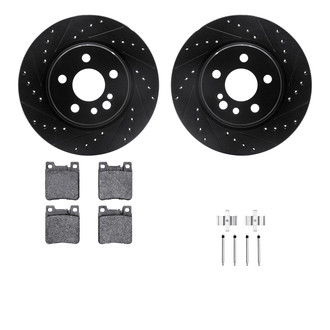 R1 Concepts® - Drilled and Slotted Rear Brake Kit with Semi-Metalic Pads