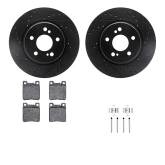 R1 Concepts® - Drilled and Slotted Rear Brake Kit with Semi-Metalic Pads