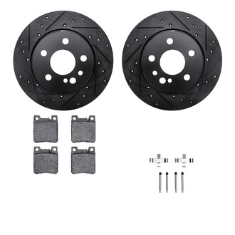 R1 Concepts® - Drilled and Slotted Rear Brake Kit with Semi-Metalic Pads