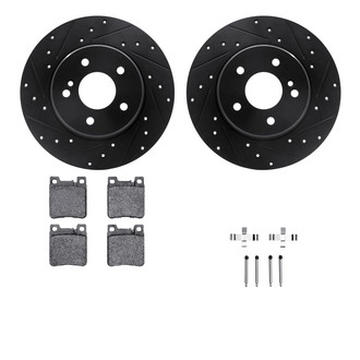 R1 Concepts® - Drilled and Slotted Rear Brake Kit with Semi-Metalic Pads
