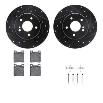 R1 Concepts® - Drilled and Slotted Rear Brake Kit with Semi-Metalic Pads