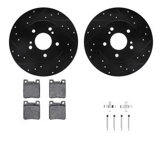 R1 Concepts® - Drilled and Slotted Rear Brake Kit with Semi-Metalic Pads