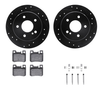 R1 Concepts® - Drilled and Slotted Rear Brake Kit with Semi-Metalic Pads