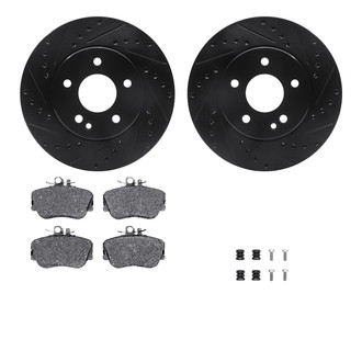R1 Concepts® - Drilled and Slotted Brake Kit with Semi-Metalic Pads