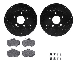 R1 Concepts® - Drilled and Slotted Brake Kit with Semi-Metalic Pads