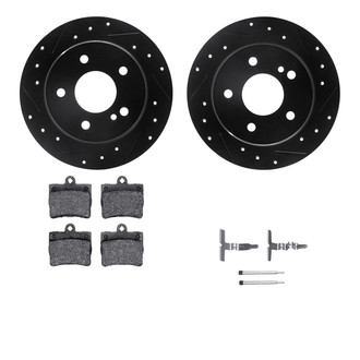 R1 Concepts® - Drilled and Slotted Rear Brake Kit with Semi-Metalic Pads