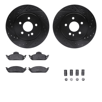 R1 Concepts® - Drilled and Slotted Front Brake Kit with Semi-Metalic Pads