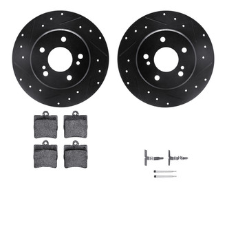 R1 Concepts® - Drilled and Slotted Rear Brake Kit with Semi-Metalic Pads